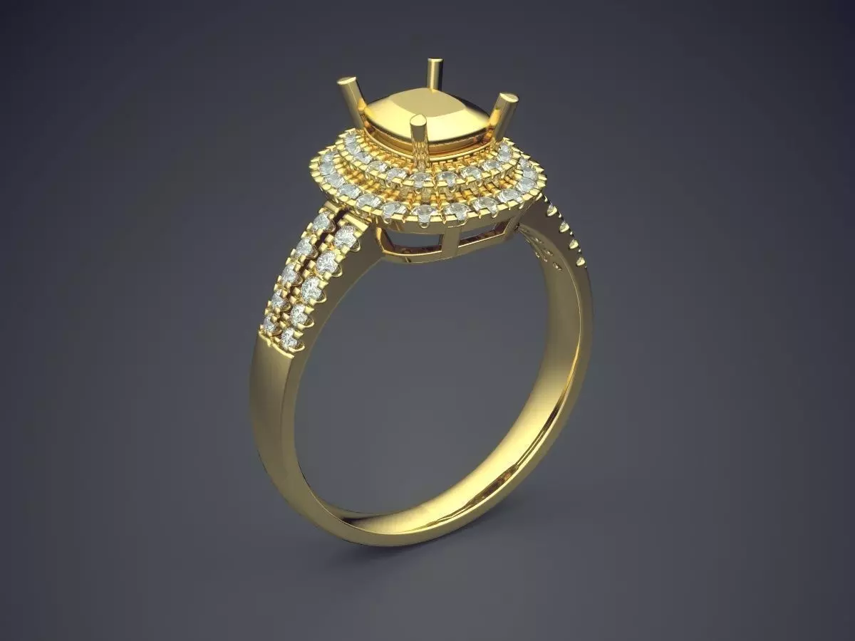 Engagement Ring With Diamonds CAD-5812 3D print model