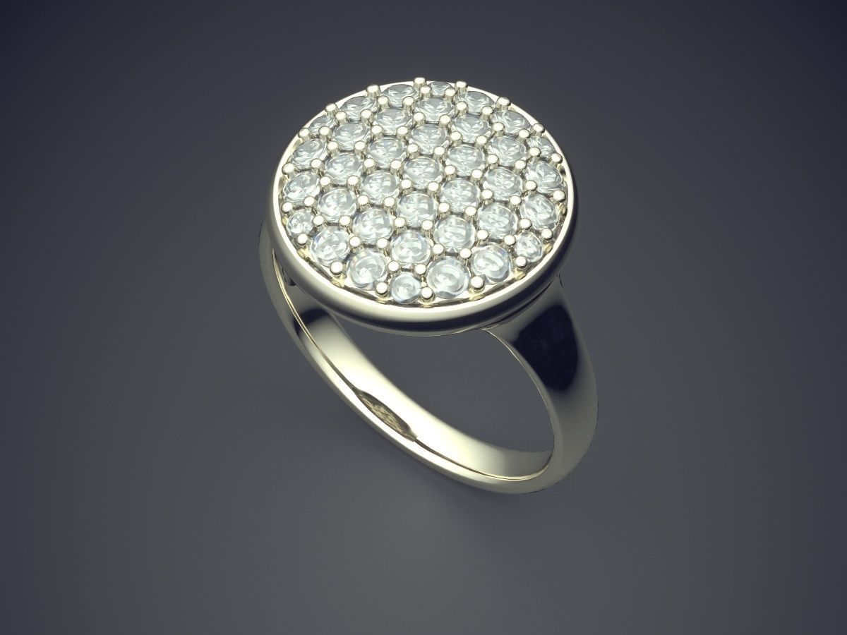 Engagement Ring With Diamonds CAD-5809 3D print model_1