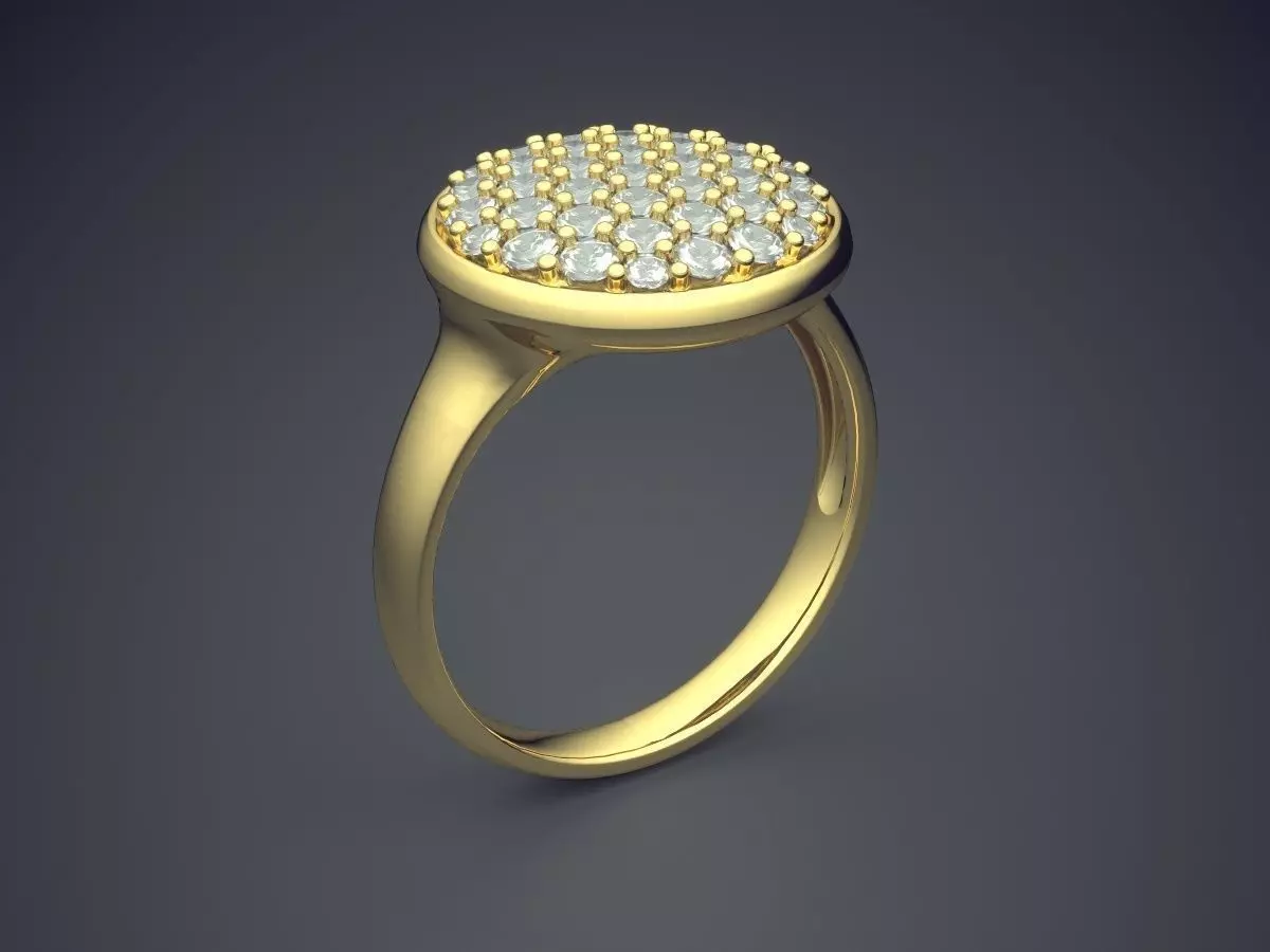 Engagement Ring With Diamonds CAD-5809 3D print model_0