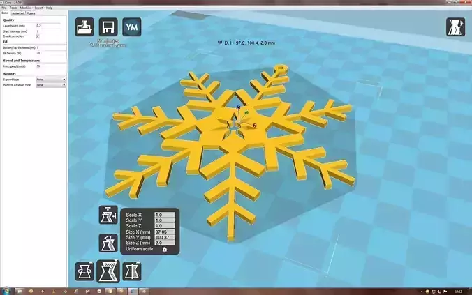 Snowflake on computer screen 3D print model
