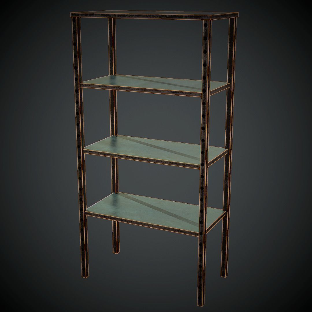 Metal Rack PBR Low Poly Low-poly 3D model_7