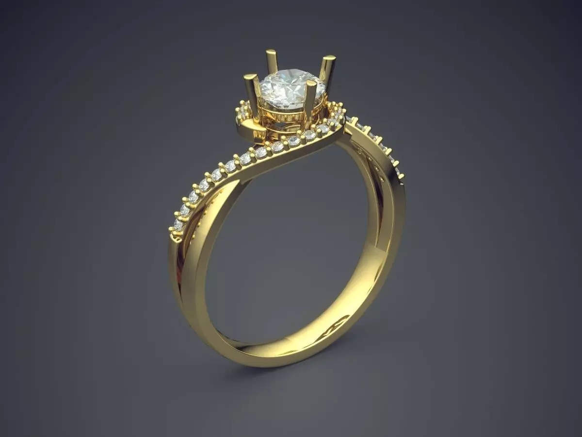 Engagement Ring With Diamonds CAD-5801 3D print model