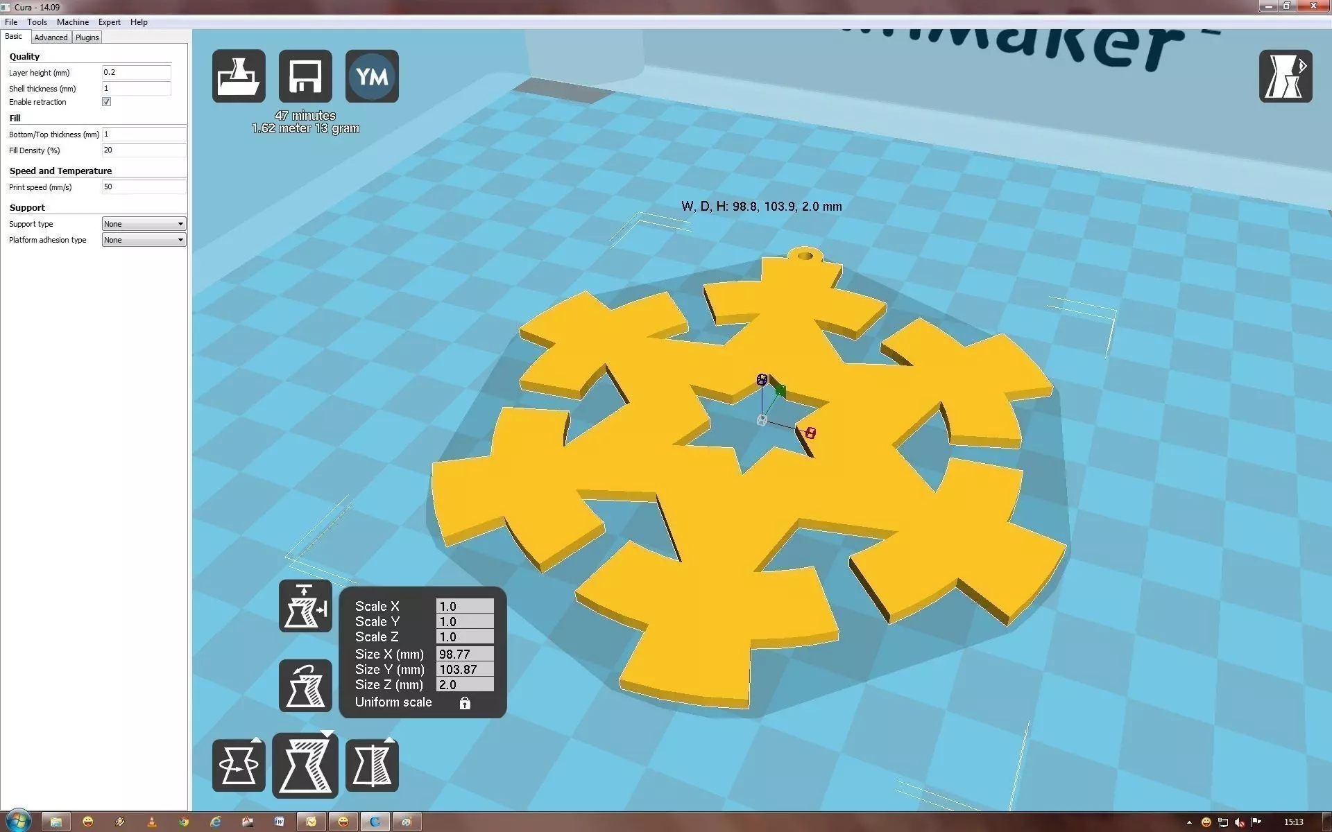 Snowflake on computer screen 3D print model_0