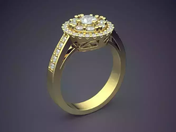 Ring With Circle Ornament With A Lot Of Diamonds CAD 5794 3D print model