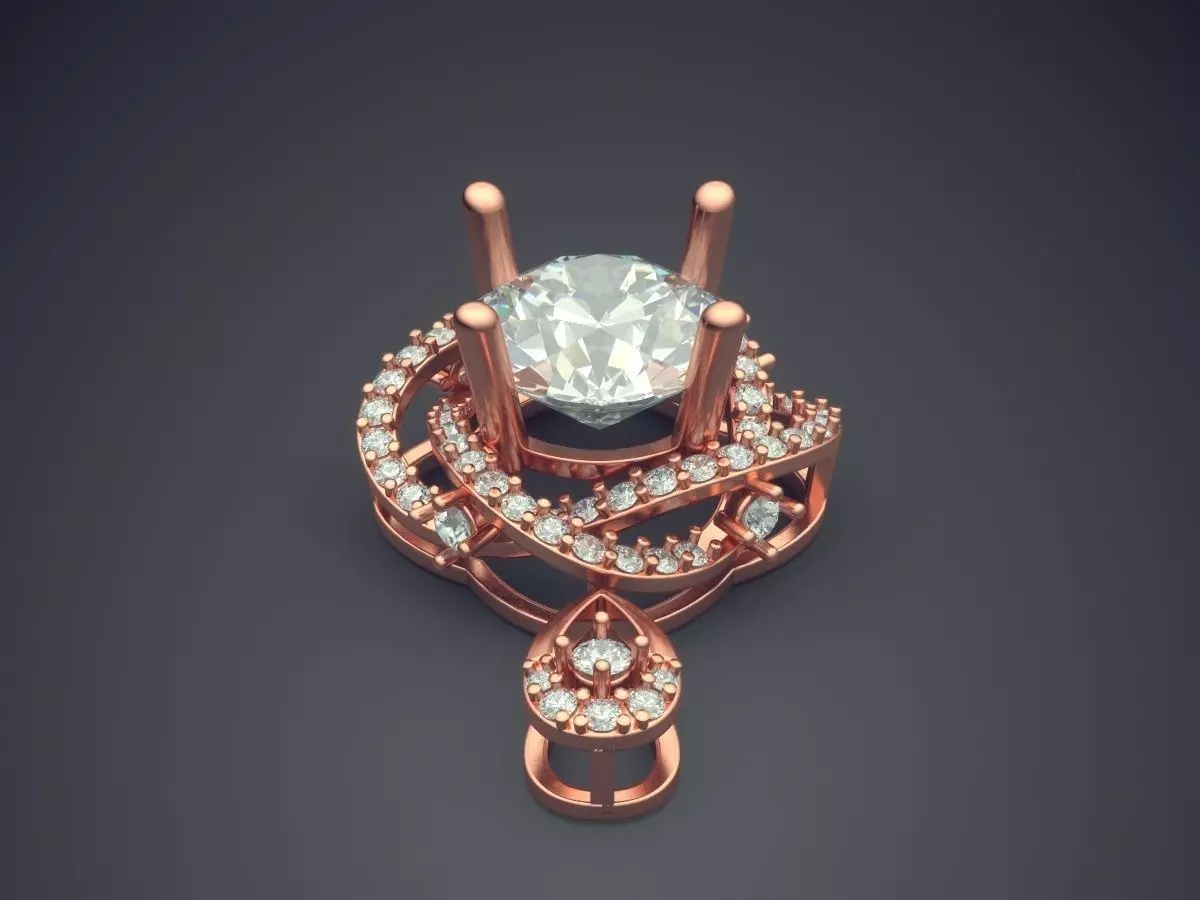 Luxurious Pendant With Diamonds CAD-5799 3D print model_2