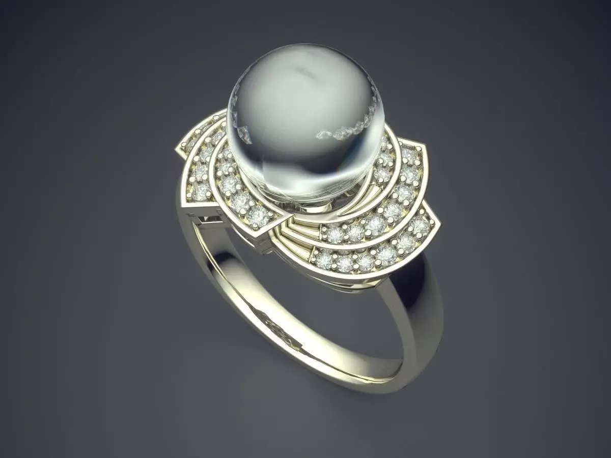 Ring With Pearl CAD-5776 3D print model_1