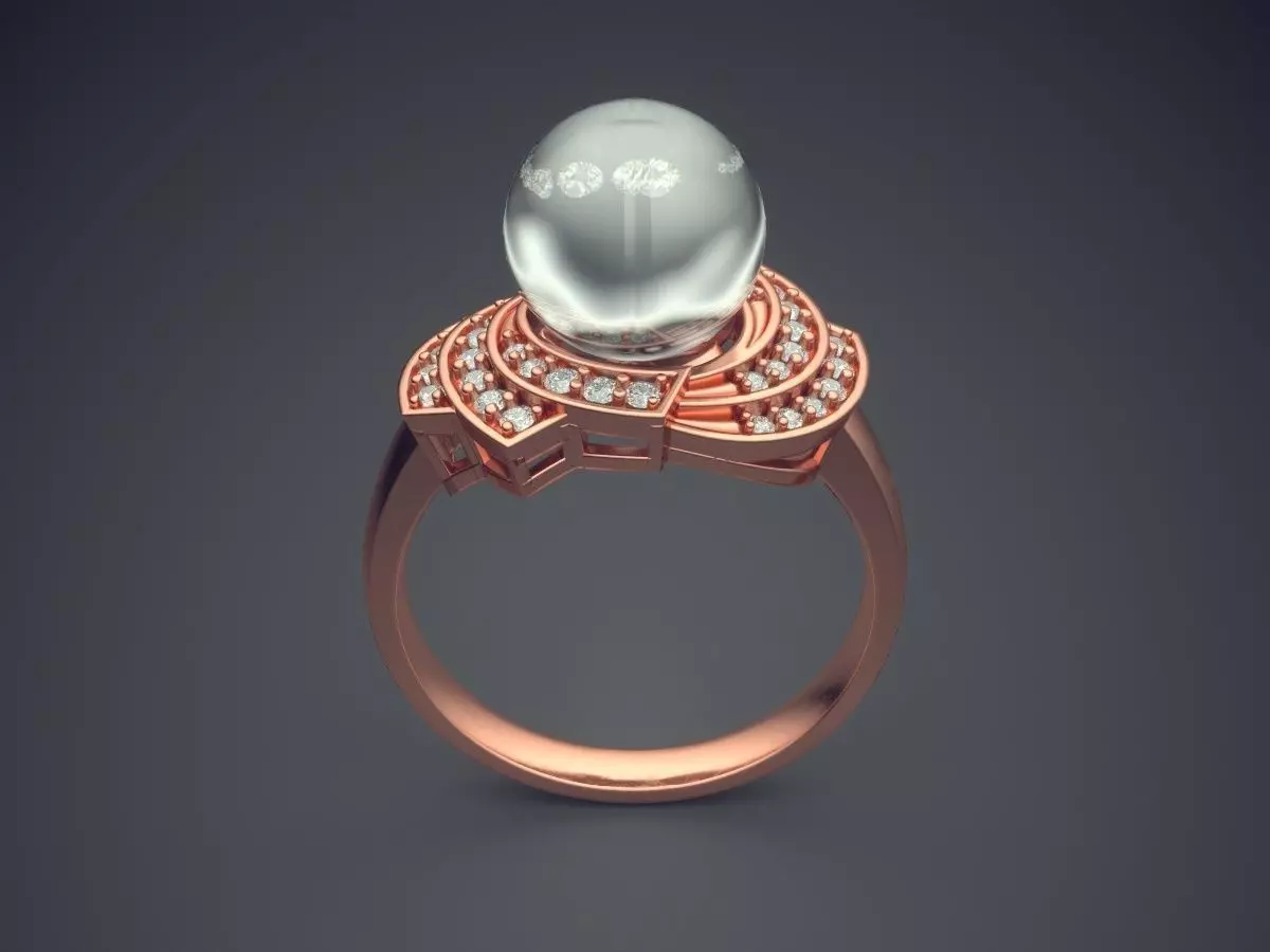 Ring With Pearl CAD-5776 3D print model_2