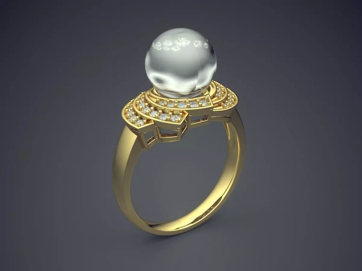 Ring With Pearl CAD-5776 3D print model_0