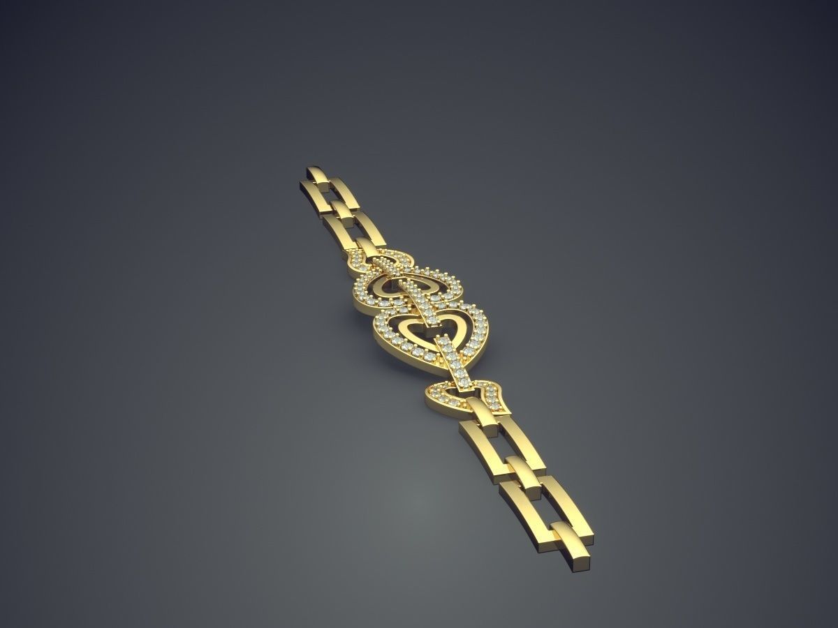 Bracelet With Two Hearts CAD 5778 3D print model_3