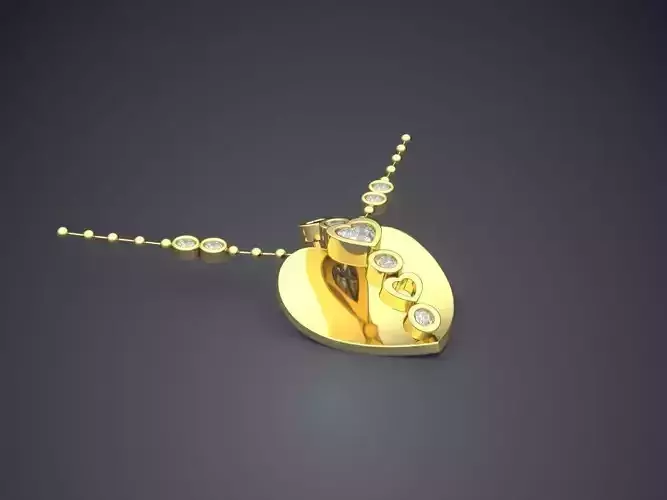 Heart Shaped Pendant With Little Heart Shaped Diamonds CAD 5773 3D print model