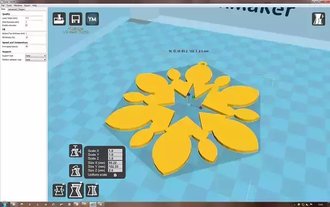 Snowflake flower on computer screen 3D print model