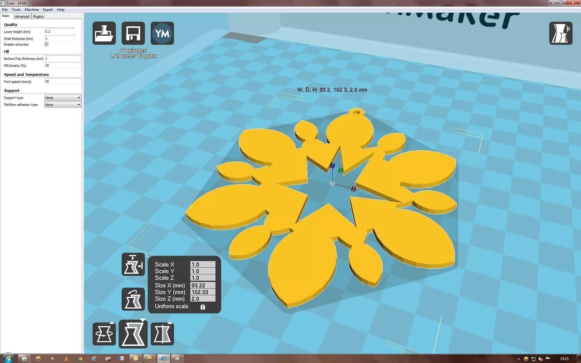 Snowflake flower on computer screen 3D print model_0