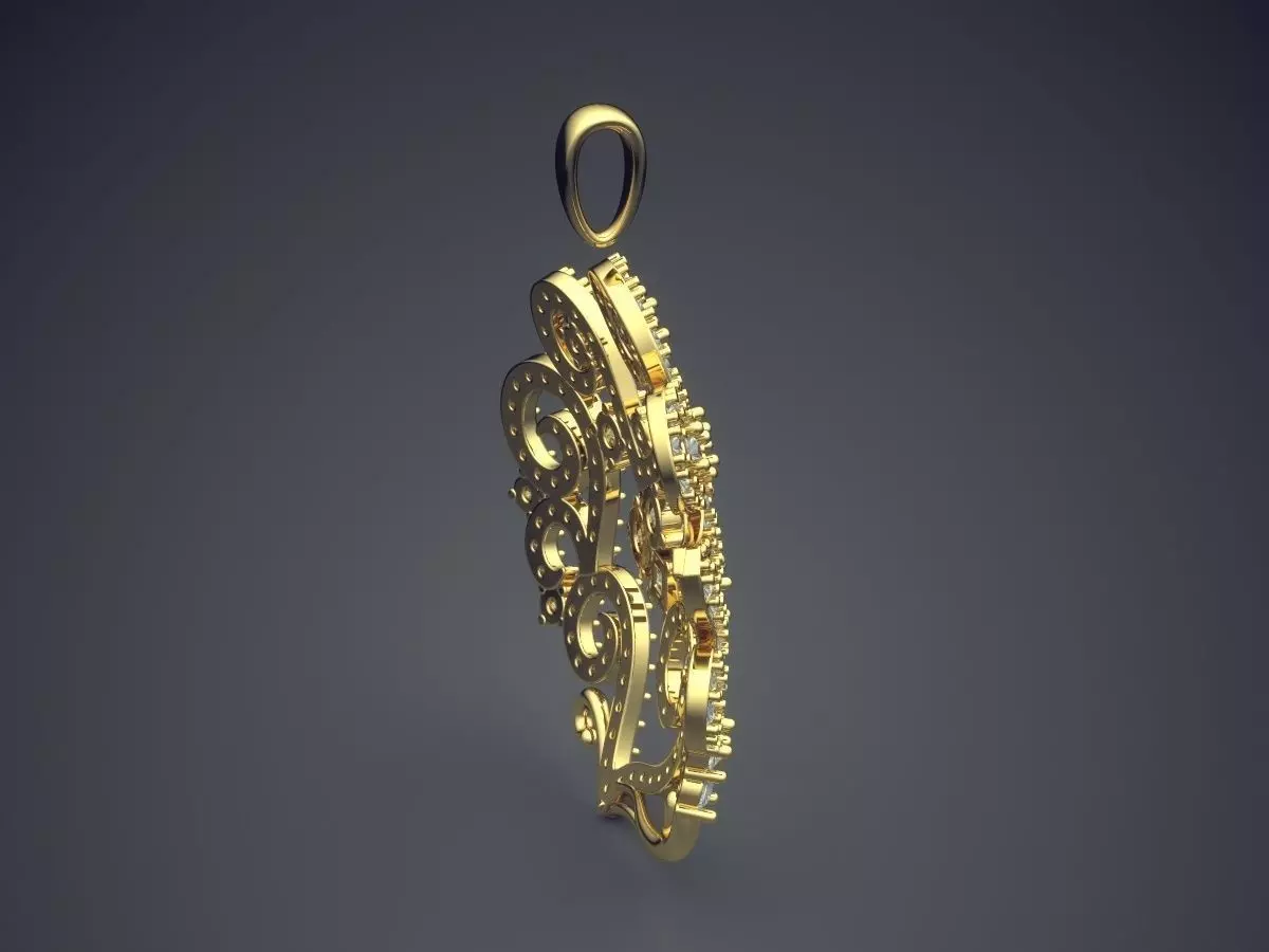 Pendant With Diamonds CAD-5780 3D print model_3