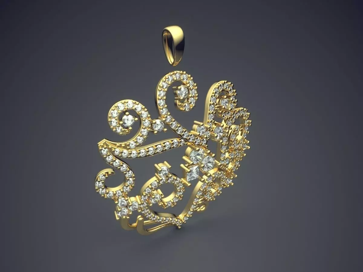 Pendant With Diamonds CAD-5780 3D print model_0