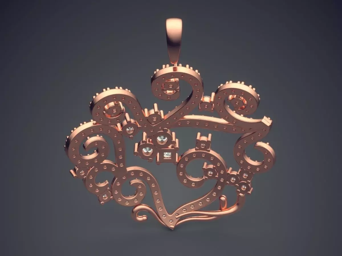 Pendant With Diamonds CAD-5780 3D print model_2