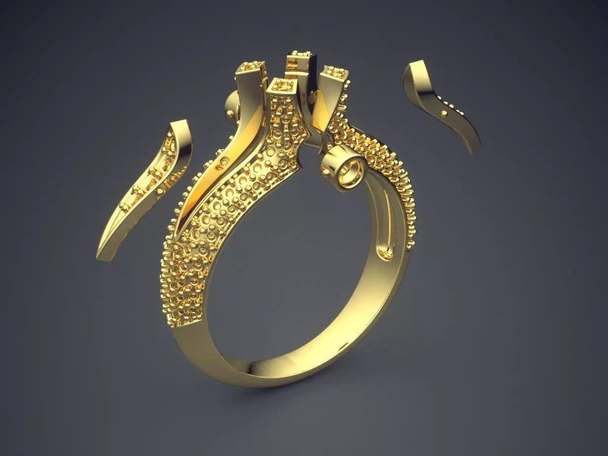Detailed Ring With Unique Ornaments CAD 5770 3D print model_0