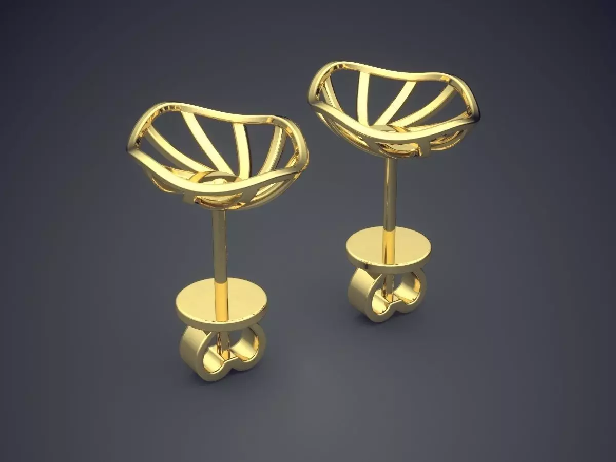 Simple Unusually Shaped Earrings CAD 5767 3D print model_0