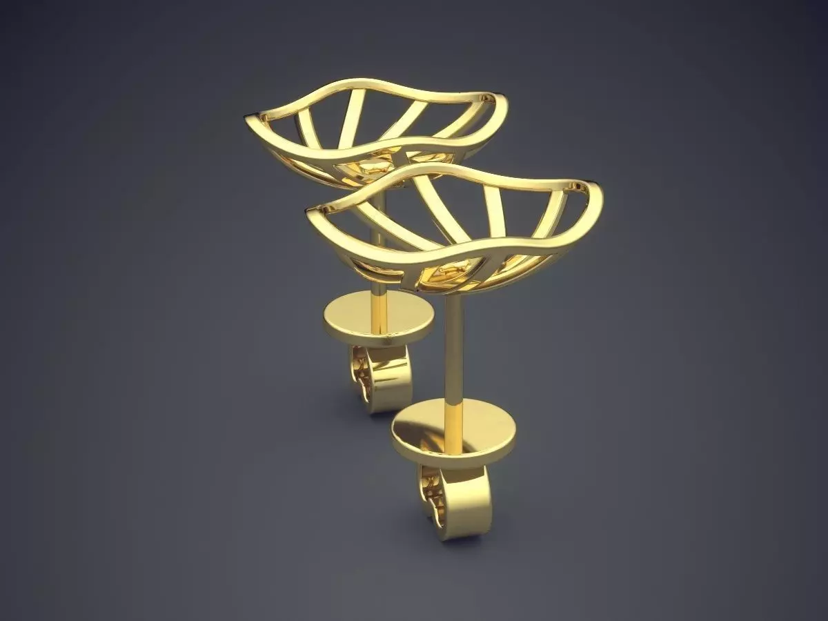 Simple Unusually Shaped Earrings CAD 5767 3D print model_3