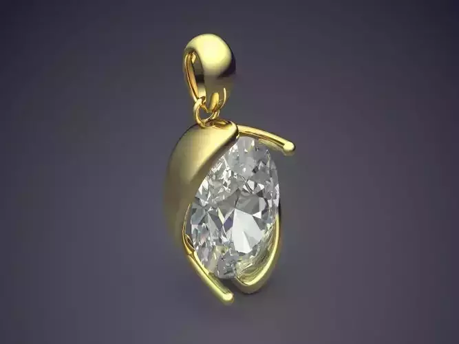 Pendant With Big Diamond CAD 5766 3D print model