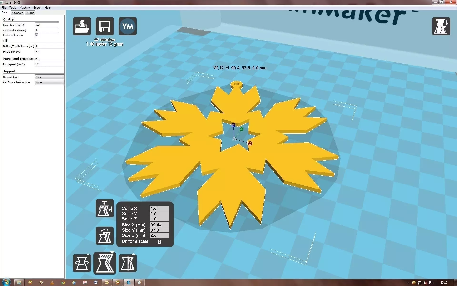 Snowflake on computer screen 3D print model_0