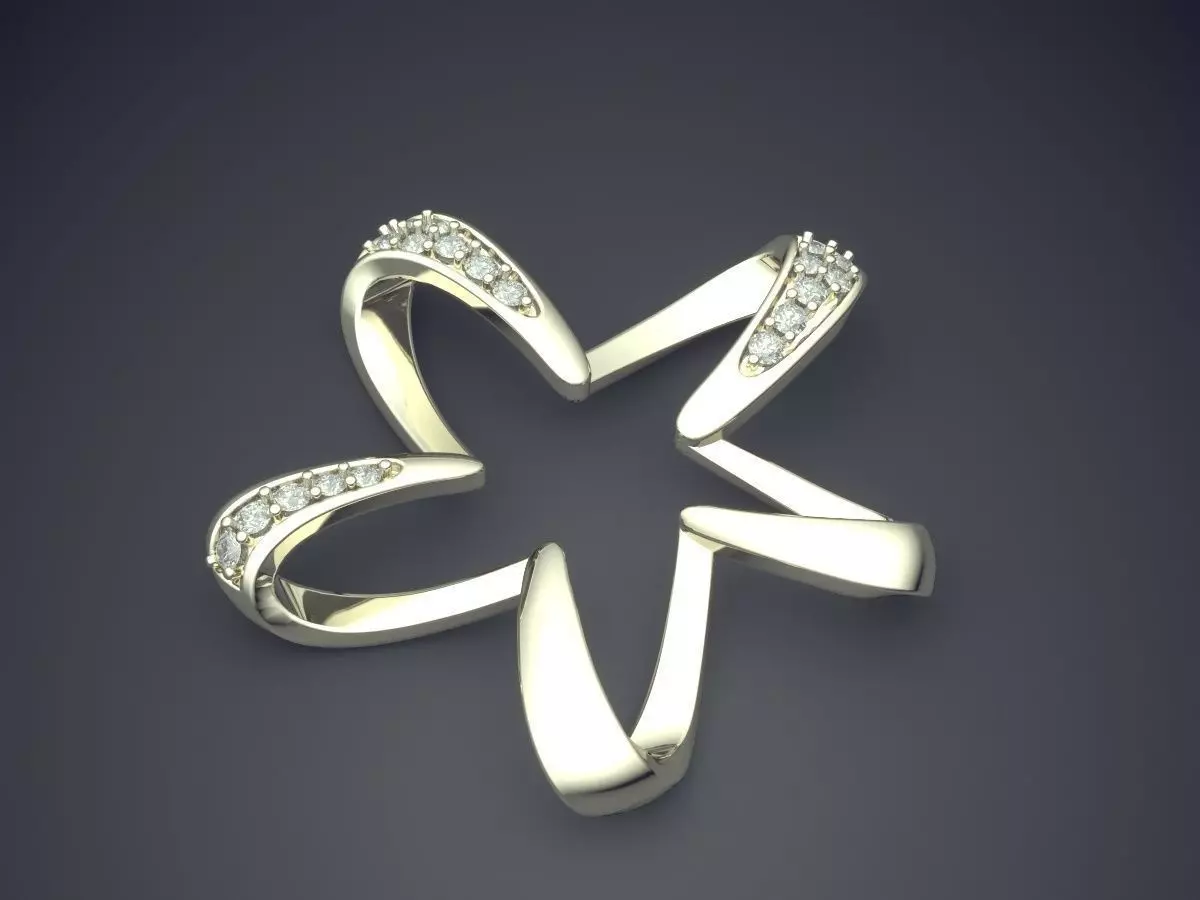 Star Shape Pendant With Diamonds CAD-5760 3D print model_1