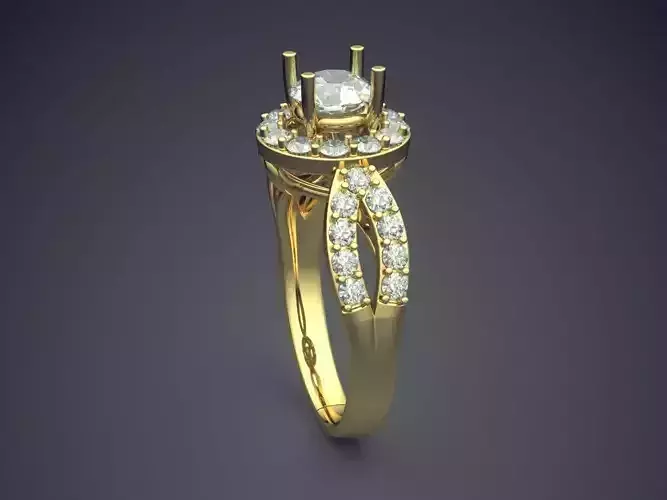 Luxurious Ring With Smal Loops On The Sides CAD 5757
