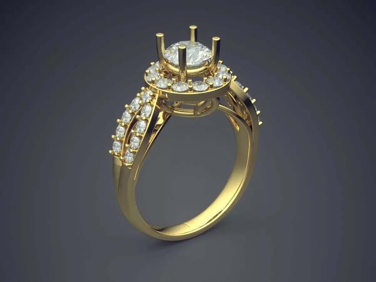 Luxurious Ring With Smal Loops On The Sides CAD 5757 3D print model_0