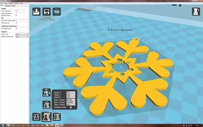 Snowflake on computer screen 3D print model