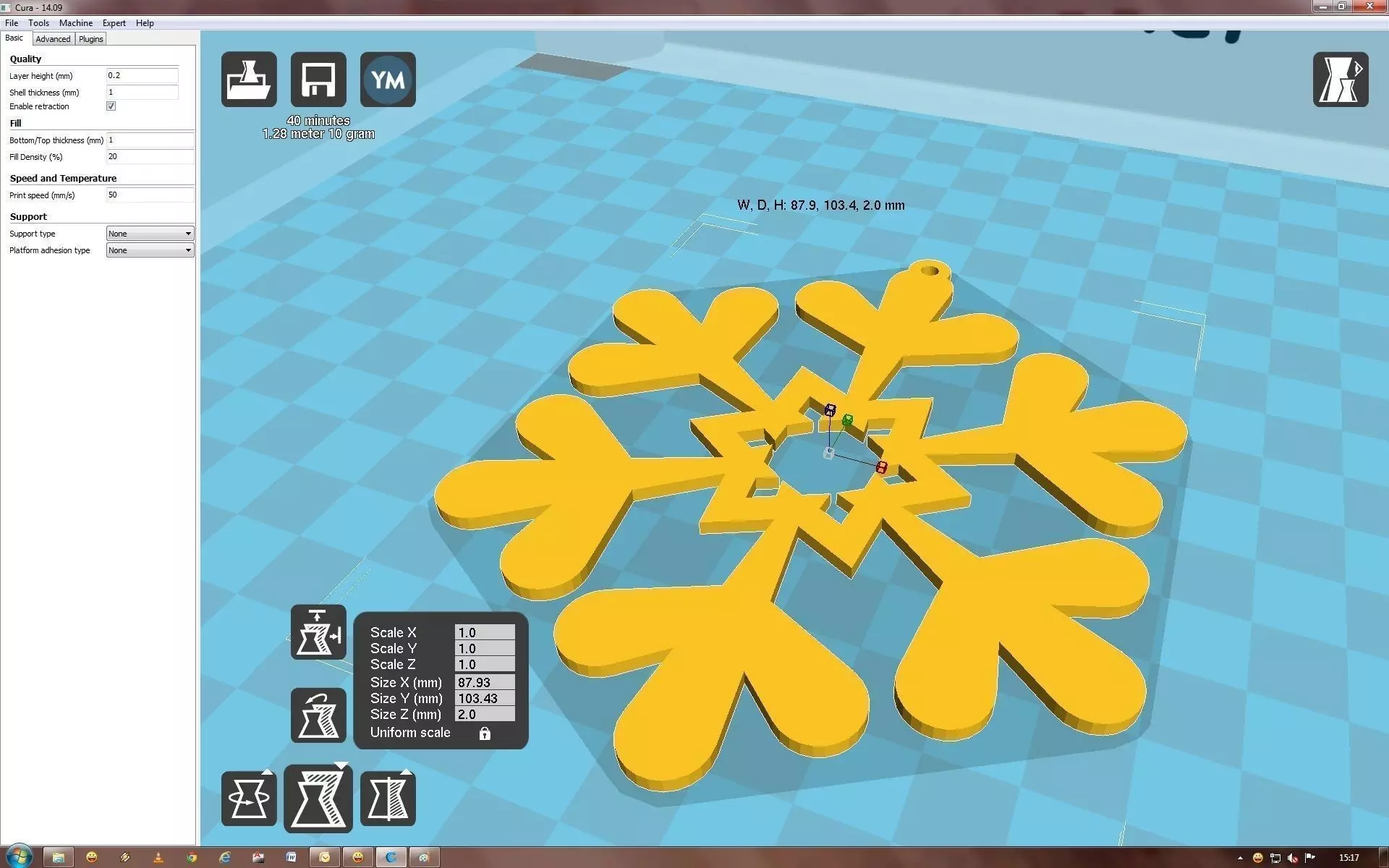 Snowflake on computer screen 3D print model_0