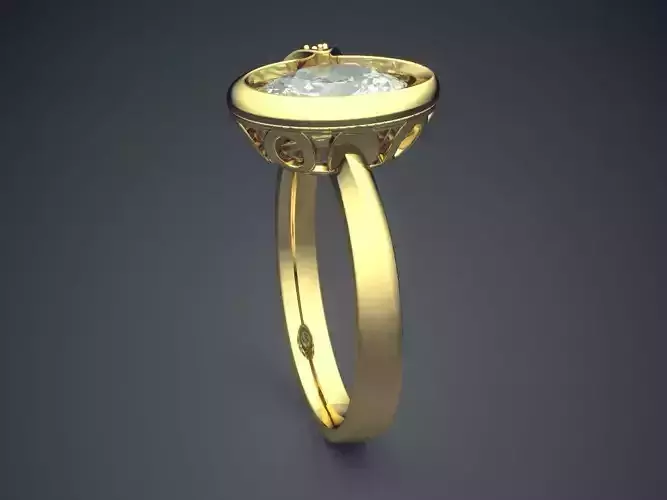 Simple Ring With Oval Diamond CAD 5752