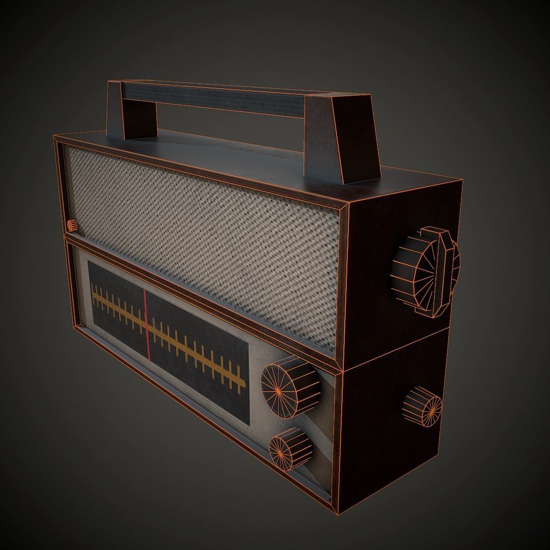 Old Radio PBR Low Poly Low-poly 3D model_7