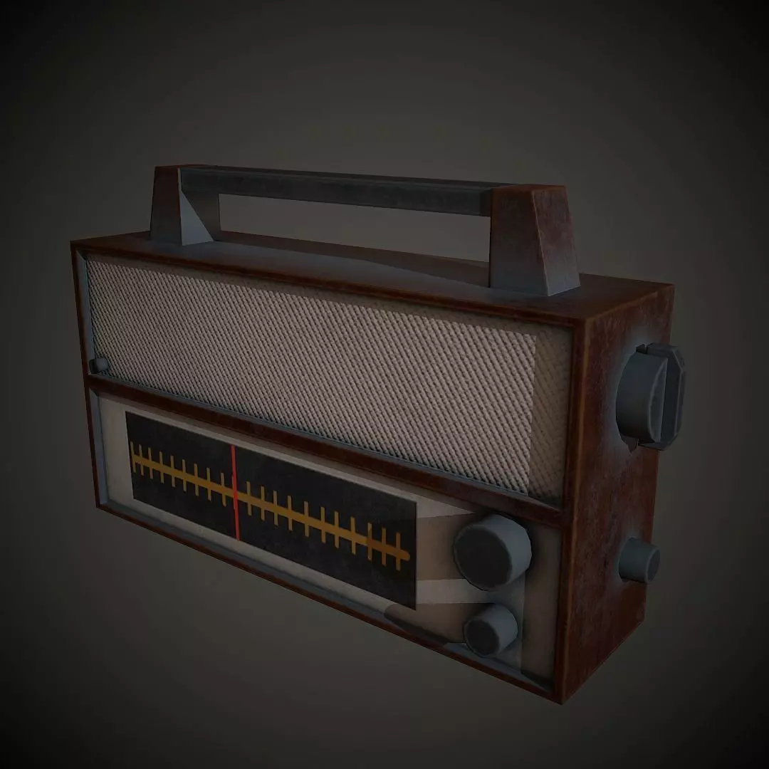 Old Radio PBR Low Poly Low-poly 3D model_0