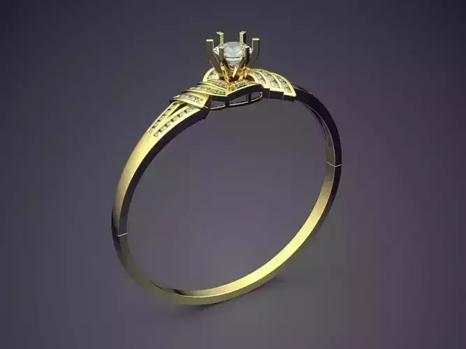 Thin Detailed Ring With Diamonds CAD-5739 3D print model