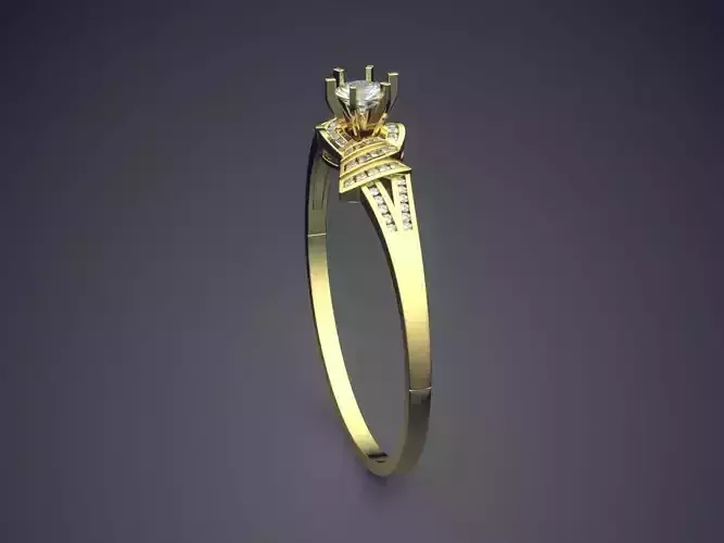 Thin Detailed Ring With Diamonds CAD-5739