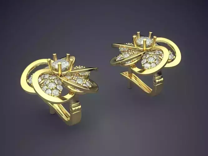 Heart Shape Earrings With Diamonds CAD-5745