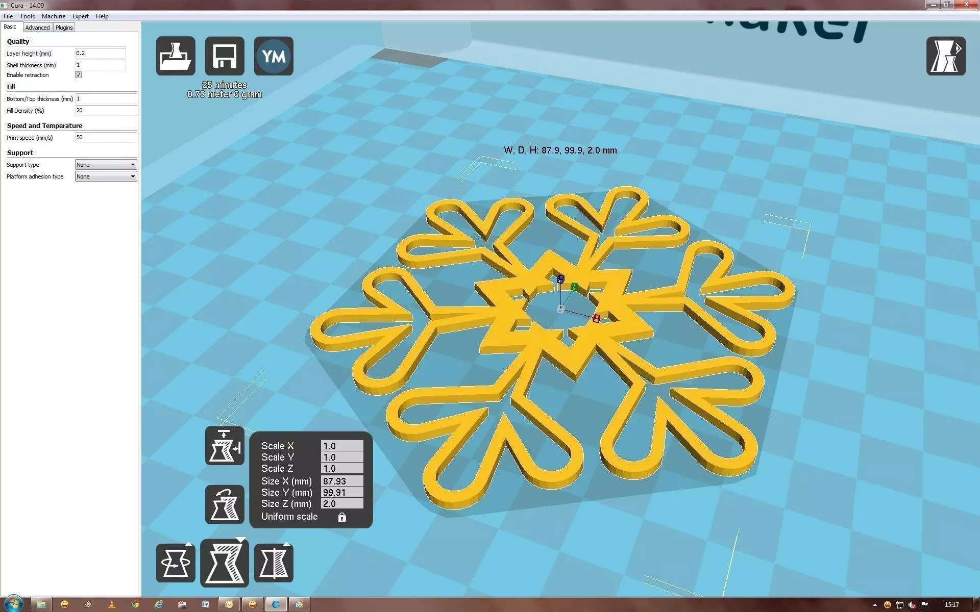 Snowflake on computer screen 3D print model_0