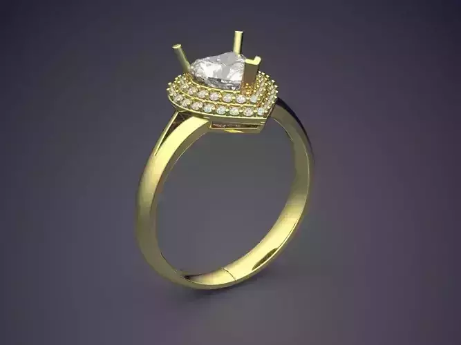 Heart-shaped Ring With Diamonds CAD-5737