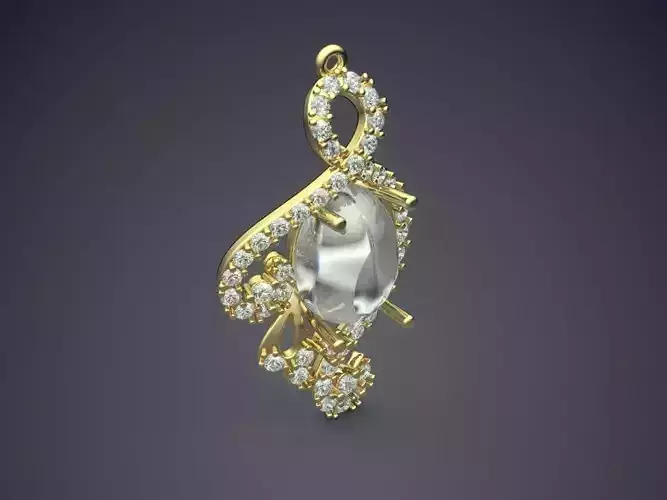 Pendant With Pearl And Diamonds CAD-5742