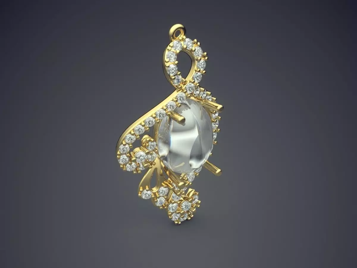 Pendant With Pearl And Diamonds CAD-5742 3D print model_0