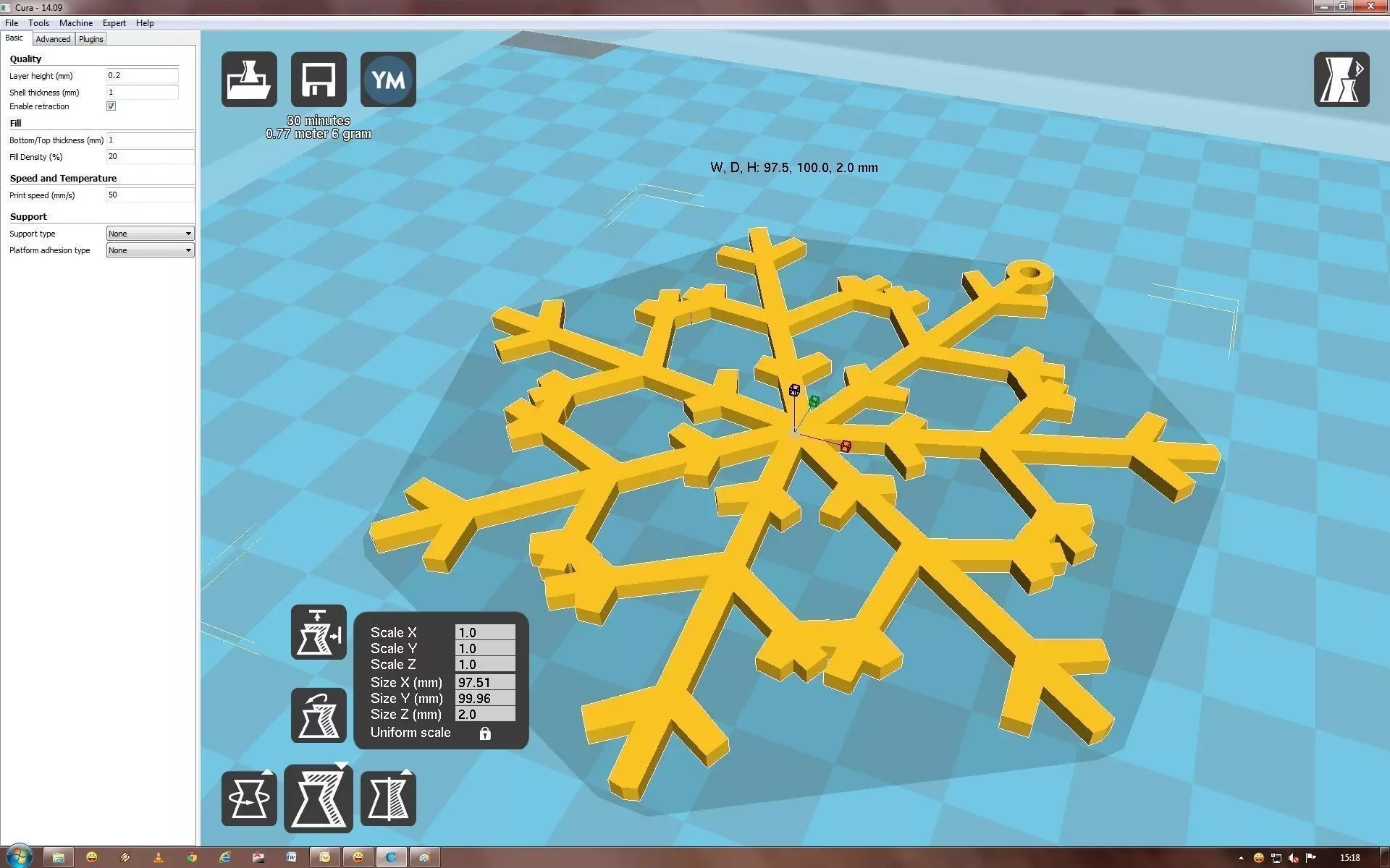 Snowflake on computer screen 3D print model_0