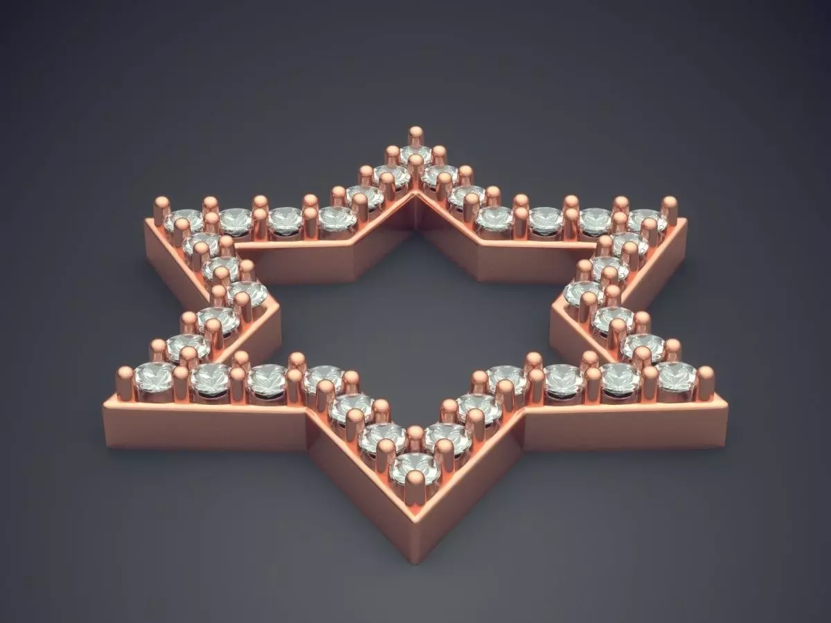 Star Shape Pendant With Diamonds CAD-5716 3D print model_2