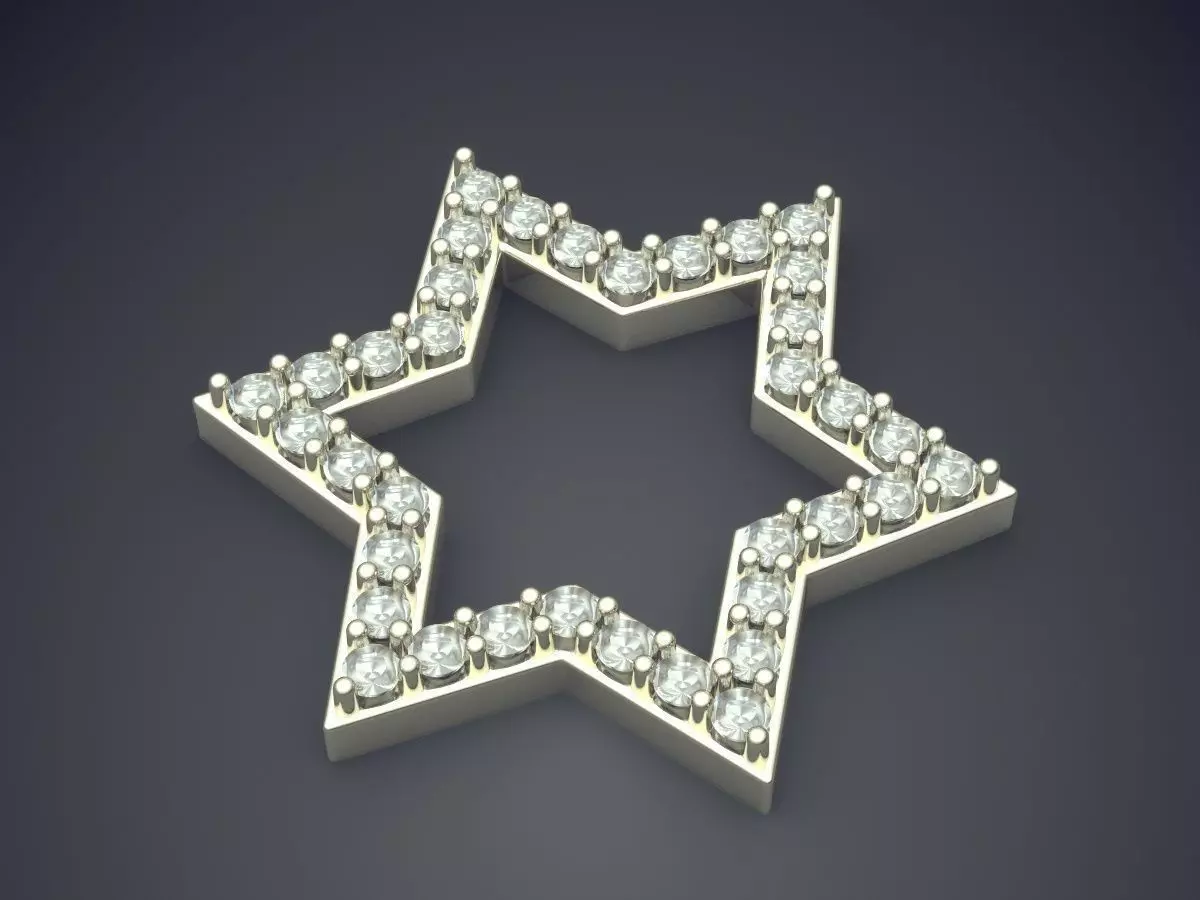 Star Shape Pendant With Diamonds CAD-5716 3D print model_1