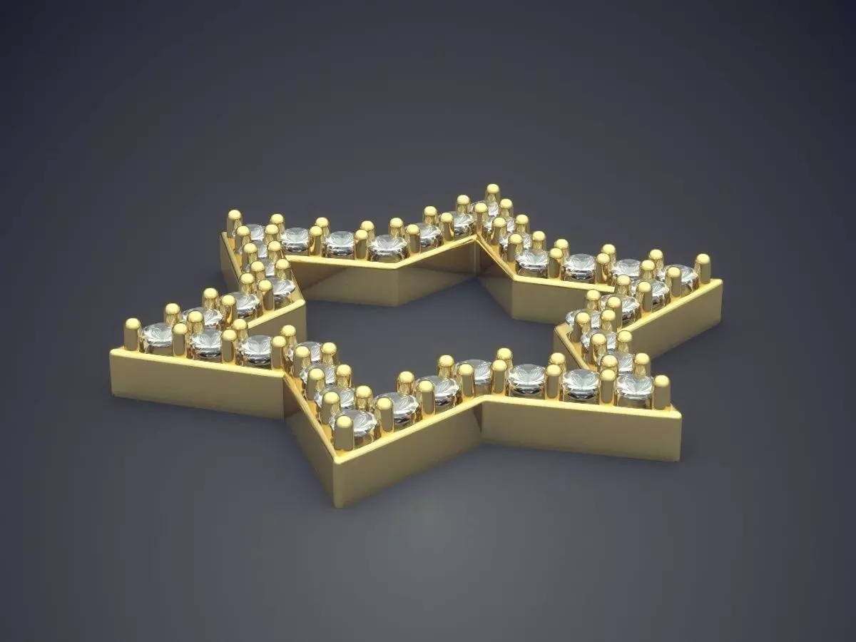 Star Shape Pendant With Diamonds CAD-5716 3D print model_3