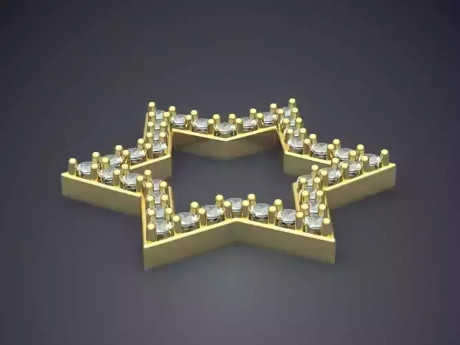 Star Shape Pendant With Diamonds CAD-5716 3D print model