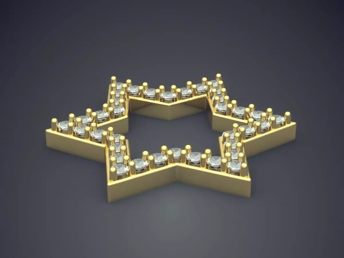 Star Shape Pendant With Diamonds CAD-5716 3D print model_0