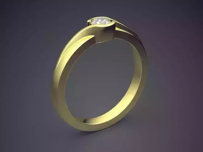 Engraved Ring With Diamond CAD-5712
