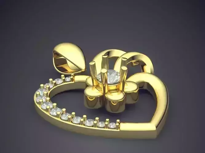 Heart Motif Pendant With Diamonds CAD-5710