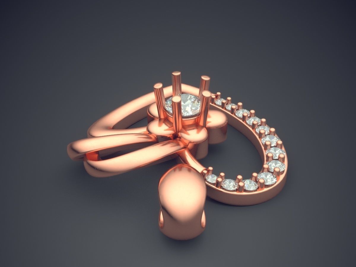 Heart Motif Pendant With Diamonds CAD-5710 3D print model_2