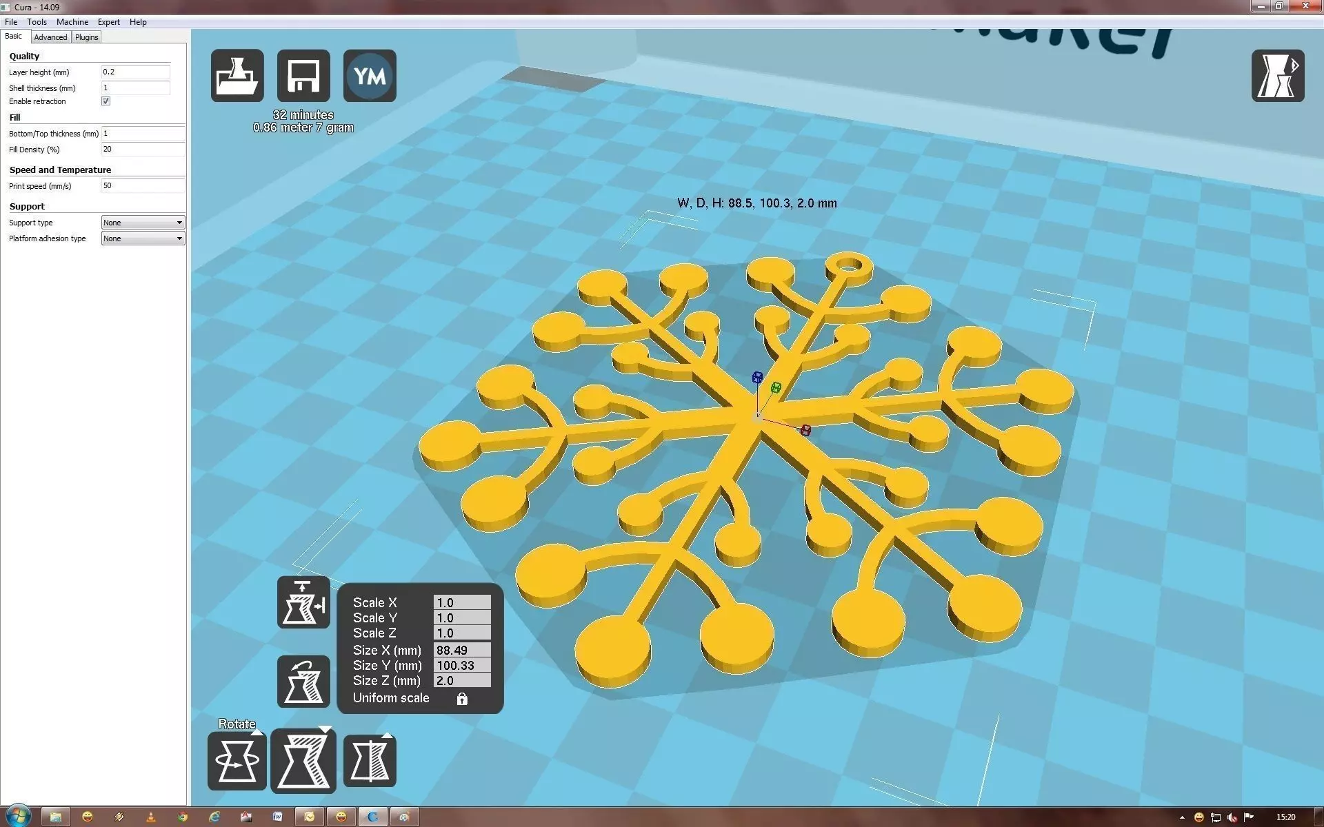Snowflake on computer screen 3D print model_0
