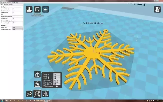 Snowflake on computer screen 3D print model